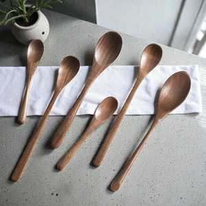 ช้อนไม้วอลนัท ช้อนส้อมสไตล์เรียบง่าย ชุดอาหารเย็น ช้อนส้อมที่ยั่งยืน ช้อนไม้ - Product Image 4