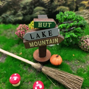 Mini Panneau de Signalisation en Bois, Modèle Artisanat Cabane Lac Montagne, Ornement Indicateur pour Décoration de Paysage Miniature de Maison de Poupées - Product Image 6