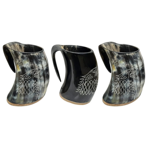 Corne à boire viking artisanale, style nordique traditionnel, authentique corne à boire viking médiévale avec cuir - Product Image 4