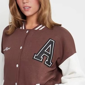 Custom Ladies Embroidered Varsity Jacket Genuine Leather Sleeves College Style OEM ODM Sample Service Available Now - Product Image 2