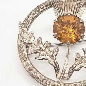 Broche Escocés de Plata con Diseño de Cardo, Broche Vintage de Aleación Metálica con Cristal Color Citrino para Kilt - Product Image 5
