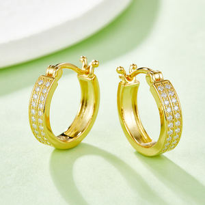 Boucles d'oreilles créoles unisexes en or massif 14K plaqué or rose, diamants certifiés IGI, taille brillant vintage, pour fêtes et usage quotidien - Product Image 2