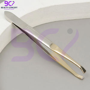 แหนบคิ้วสีเงินสีทอง สแตนเลสสตีล ปลายเฉียงความแม่นยำสูง น้ำหนักเบา ใช้ซ้ำได้ ทนทาน กำจัดขนบนใบหน้า - Product Image 3