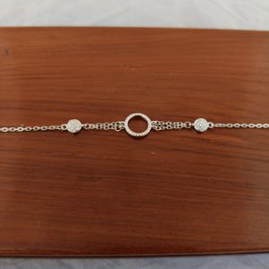 925 Sterling Silver Circle <b>Charm</b> <b>Bangle</b> for Women Minimalist Geometric Link Chain Wedding Party Gift - Product Image 4