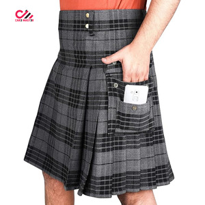 Jupe trapèze en laine à carreaux pour femme, fabriquée au Pakistan, longueur genou, avec poches, taille ajustable, style automne - Product Image 5