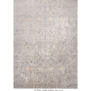Hand Knotted Wool and Art Silk Distressed <b>Abstract</b> <b>Rug</b> Low Pile Fluffy Carpet for Luxury Living - Product Image 6