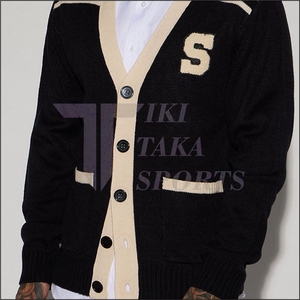 Suéter Deportivo Tiki Taka para Hombre, Cuello en V, Transpirable, Lana/Nailon, Personalizado, Estilo Varsity, Chenille, Cardigan Informal de Invierno, con Parches y Encaje - Product Image 2