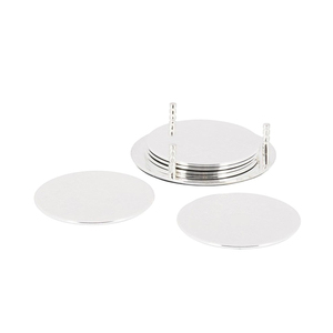 Elegant Design <b>Silver</b> Plated Metal <b>Coaster</b> Set with Holder Round Drink <b>Coasters</b> Set for Fine Dining Tableware Reasonable Price - Product Image 1