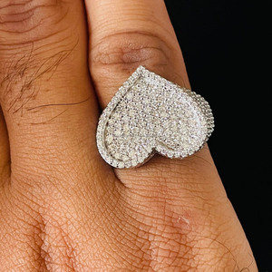 Heart Cut Moissanite Diamond Cocktail <b>Ring</b> Pave Setting Women's Romantic Jewelry Gift Hip Hop Style <b>Iced</b> Out Bling <b>Ring</b> for Her - Product Image 2
