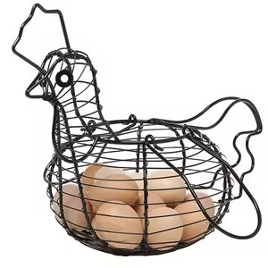Panier de rangement multifonctionnel en métal moderne et écologique pour œufs de poule frais, support pour œufs, panier de rangement en fil métallique - Product Image 4