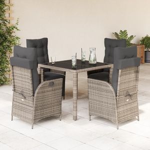Set da Pranzo da Giardino in Rattan PE per 4 Persone, Resistente alle Intemperie, Arredamento da Esterno in Stile Contemporaneo, Grigio - Product Image 1