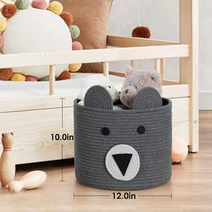 Cotton Rope Basket Woven <b>Laundry</b> <b>Hamper</b> Decorative Storage Bin for Bedroom Nursery Living Room - Product Image 6