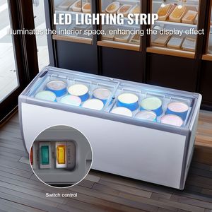 Congelatore orizzontale commerciale da 13,1 piedi cubi, vetrina espositiva per gelato, mobile con coperchio in vetro per gelato, per ristoranti, congelatore profondo - Product Image 5