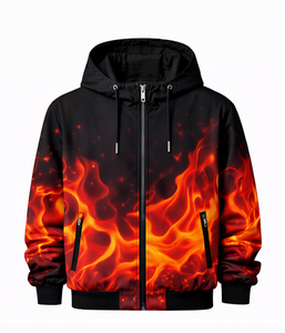 Conjunto Deportivo Informal de Invierno Unisex Discover-Impex 2026, Personalizado con Sublimación de Llamas Negras, Chaqueta con Capucha y Pantalones Deportivos, OEM - Product Image 2