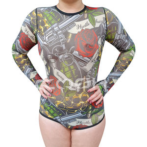 2026 Combinaison moulante sexy pour femme à manches longues, imprimé tatouage, en maille extensible, style streetwear |   Tenues personnalisées imprimées numériquement - Product Image 2
