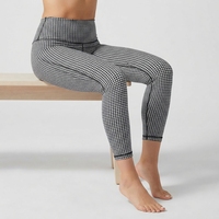 Leggings taille haute brossés avec logo personnalisé, longueur intégrale, extensibles, tricotés, pour femme, sportifs, toutes saisons