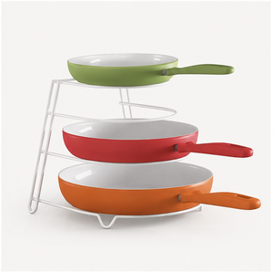 4-Tier Frying Pan Organizer <b>Rack</b> for <b>Kitchen</b> Cabinet Space-Saving Pot Holder Metal <b>Storage</b> Stand for Countertop and Pantry - Product Image 3