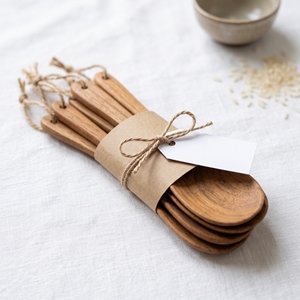 Cuchara de Arroz Clásica de Madera de Teca Pequeña, Duradera y Reutilizable, 15.5x3.2cm, Cuchara Pulida de Grado Alimenticio, Venta al por Mayor - Product Image 3