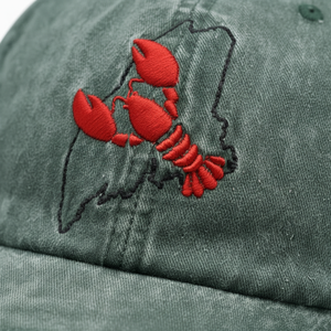 Casquette de baseball unisexe 100 % coton avec broderie homard, contour de l'État du Maine, casquette de papa en coton, personnalisable OEM, effet vintage délavé - Product Image 2