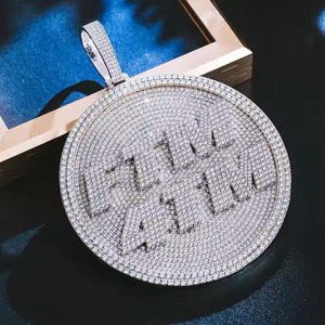 Iced Out Sterling <b>Silver</b> Personalized Name Round Cut Moissanite Hip Hop Diamond Luxury Style <b>Charm</b> Pendant for Men - Product Image 5