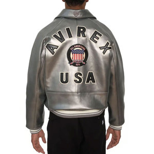 Premium Quality Custom Size Men Embroidery Avirex <b>Jackets</b> Customized Made 100% Cowhide Genuine Men Avirex Leather <b>Jackets</b> - Product Image 4
