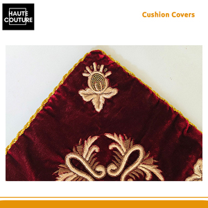 Gran oferta: Terciopelo mahron bordado a mano con hilo metálico de 32 x 32 cm, del fabricante y exportador de mayor renombre de la India. - Product Image 2