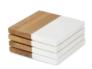 Premium Wooden <b>Marble</b> Beverage Coaster Set Elegant Tea Coffee Cup Holders for Modern Home Restaurant Use - Product Image 3
