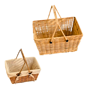 Cesta de Almacenamiento de Mimbre Ecológica con Estructura Metálica y Forro de Algodón, Forma Rectangular para Regalos - Product Image 1