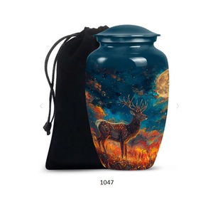 Elegante urna de cremación de ciervo rosa, urna de ciervo rosa para cenizas, urna conmemorativa de vida silvestre para cenizas de adultos, urna funeraria decorativa hecha a mano. - Product Image 5