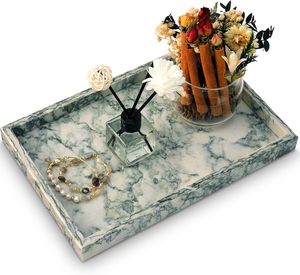 <b>Marble</b> Bathroom <b>Tray</b>,Pure Natural Vanity <b>Tray</b>,<b>Marble</b> <b>Tray</b> for <b>Kitchen</b> <b>Counter</b> Non-Ceramic/Non-Resin,Stone <b>Trays</b> Cyan Green - Product Image 1