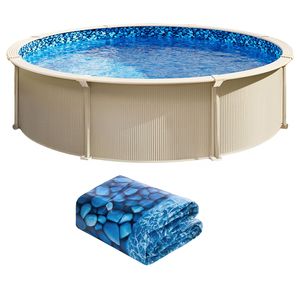 Rivestimento per Piscina Fuori Terra da 24 Piedi, Design Unibead, Altezza Parete 52 Pollici, Struttura in Acciaio Standard per Piscine Fuori Terra - Product Image 1