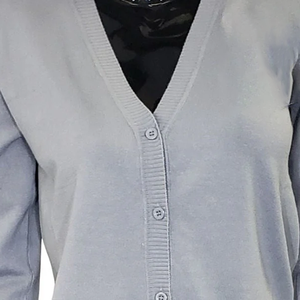 Zeta <b>Grey</b> Mink V-Neck Buttoned Long Knit <b>Cardigan</b> <b>Women's</b> Autumn Winter Casual Wear Fashion Style Sweater Coat Outwear Top Trend - Product Image 2