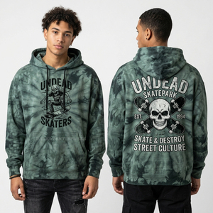 Men Burnt Orange Hoodie Zombie Horde 70s Horror Classic Movie Poster Graphic Print Retro Distressed Hooded Fleece Sweatshirt - Product Image 6