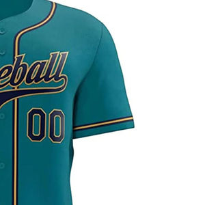 Camiseta de Béisbol Personalizada Color Verde Azulado, Manga Corta, Cierre de Botones, Logotipo Bordado, Unisex, Adulto, Transpirable, Ropa Deportiva de Poliéster - Product Image 3