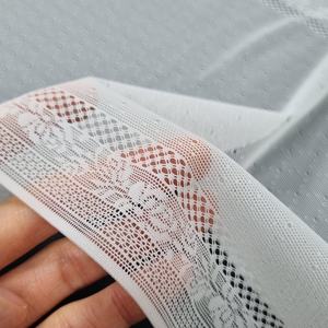 Tissu en dentelle extensible à pois en maille, 24 cm, léger, en nylon et élasthanne, tricoté chaîne, avec bandes latérales florales pour lingerie de mariage - Product Image 6