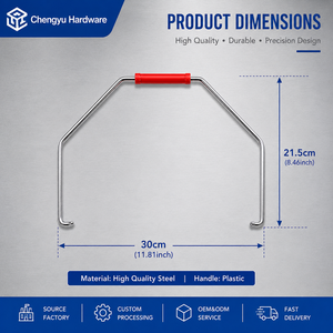 Asa resistente para cubo de fregona con agarre de PVC rojo para carros de limpieza comerciales y cubos multiusos - Product Image 3