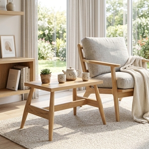 Modern Rectangular Solid Wood <b>Stool</b> Elegant A Line Frame Leg Small Bench Furniture For Rustic Living Room Decor Setup Art Design - Product Image 3