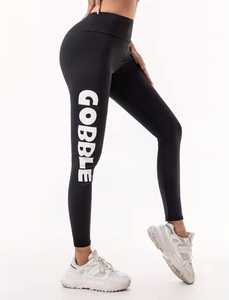 Leggings noirs taille haute pleine longueur avec imprimé lettres blanches, style sportif, en tissu tricoté extensible, toutes saisons, pour femme, pour l'entraînement - Product Image 6