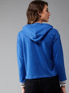 Sudadera con Capucha para Mujer, Azul y Blanco, Corte Regular, 100% Algodón Tejido, Estilo Casual para Otoño - Product Image 4