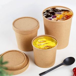 Vasos y tazones de papel kraft de 26 onzas con recipientes desechables para bebidas calientes, a prueba de fugas, para sopa, té, jugo, comida para llevar - Product Image 1