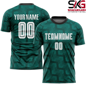 Conjunto de camiseta de fútbol verde personalizada, uniforme de fútbol de manga corta, estampado con el nombre del equipo y el número, ropa de partido - Product Image 2
