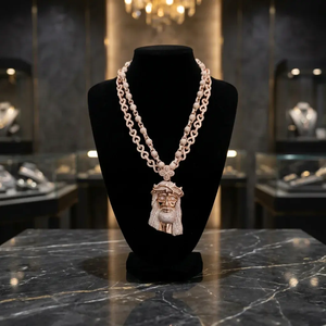 <b>Gold</b> Filled Jesus Head Pendant Moissanite Diamond Religious <b>Necklace</b> Bezel Set Faith Inspired Jewelry <b>For</b> <b>Men</b> luxury jesus head - Product Image 3
