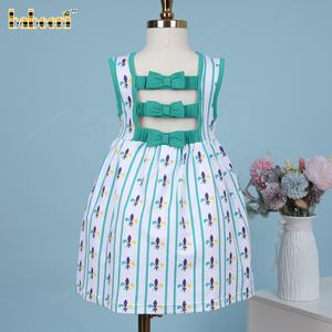 Mardi Gras Printed Casual Baby <b>Girl</b> <b>Dress</b> Hand Smocked ODM Kids Clothing for Spring Long Length-BB3449 - Product Image 6