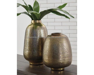 Florero antiguo de latón martillado, macetas y jarrones Vintage de Metal de calidad superior para el hogar, Hotel y decoración de bodas - Product Image 5