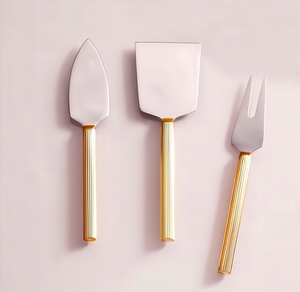 Stainless Steel <b>Cheese</b> <b>Knife</b> <b>Set</b> With Gold Handles Elegant Design Durable Kitchen Tools for Serving <b>Cheese</b> Use And Hotel Use - Product Image 1