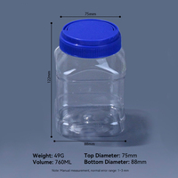 Bocal de conservation alimentaire en PET de qualité alimentaire, bouteille carrée en plastique avec couvercle hermétique pour céréales, grains, graines, cuisine, en vrac