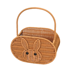 Handwoven Rattan Bunny Basket with Handle Cute Rabbit <b>Wicker</b> Storage <b>Bag</b> for Kids, Easter Gift Basket, Picnic from Vietnam - Product Image 1