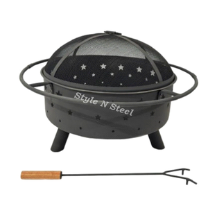 Brasero d'extérieur autoportant en fonte, durable, à bois et charbon, pour terrasse et jardin, modèle Stars, très tendance - Product Image 2