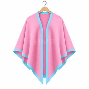 Châle en cachemire HMR Sorority Sisterhood respirant avec bordure rose et bleue, pull en laine et cachemire, poncho cardigan - Product Image 5