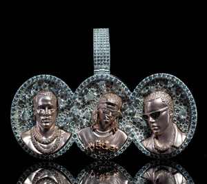 Custom 3D Face Charm Pendant | VVS Moissanite Iced Portrait Jewelry | 925 Sterling Silver Hip Hop Personalized Photo Pendant - Product Image 1